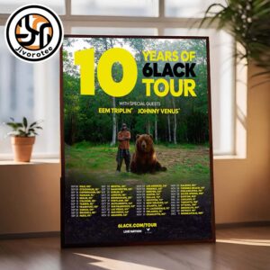 6LACK 10 Years Of 6LACK Tour Dates 2026 Concert Poster Featuring Eem Triplin And Johnny Venus Home Wall Decoration