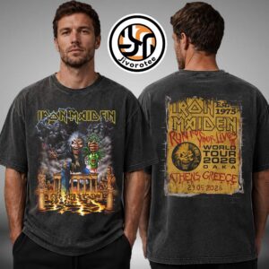Iron Maiden Athens 2026 Run For Your Lives On May 23 2026 Tour Greece Acid Washed Tee