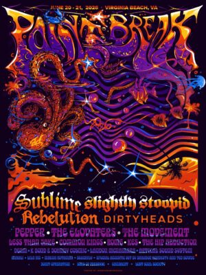 Point Break Music Festival Poster At Virginia Beach Oceanfront In Virginia Beach Virginia On June 20 2026 Reggae Rock Lineup Artwork